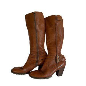 Born Women's Taro Tall Riding Boots Brown Leather Zip Up Size 8.5